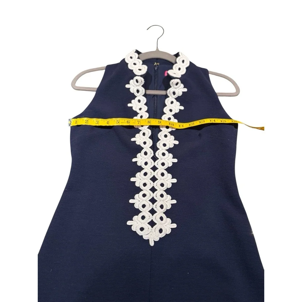 Lilly Pulitzer Callista Shift Dress Women's‎ XS Navy Blue Lace Detail Sleeveless